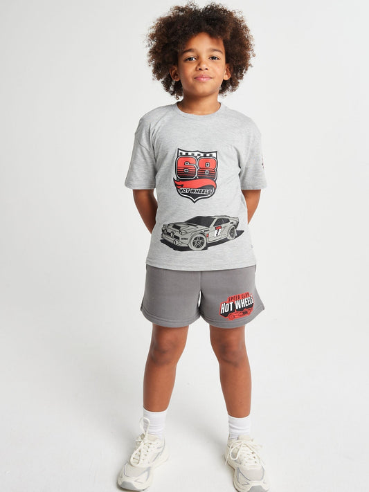 Brand Threads Grey Hot Wheels T-Shirt & Shorts Set image 1