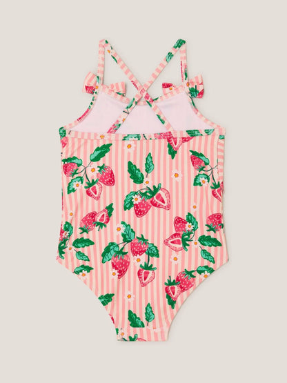 Monsoon Pink Baby Strawberry Print Scallop Trim Swimsuit image 2