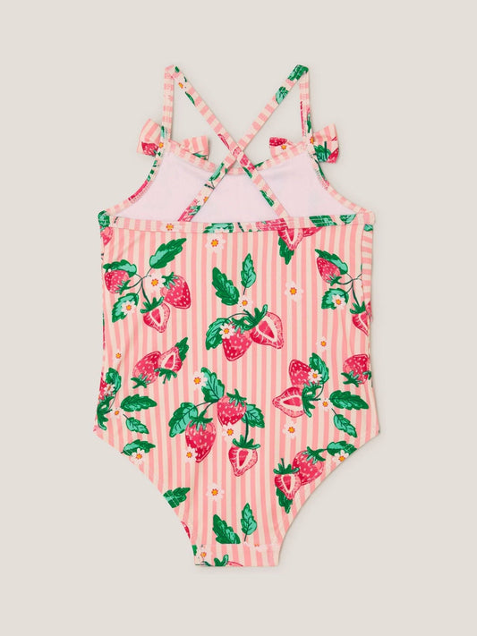 Monsoon Pink Baby Strawberry Print Scallop Trim Swimsuit image 2
