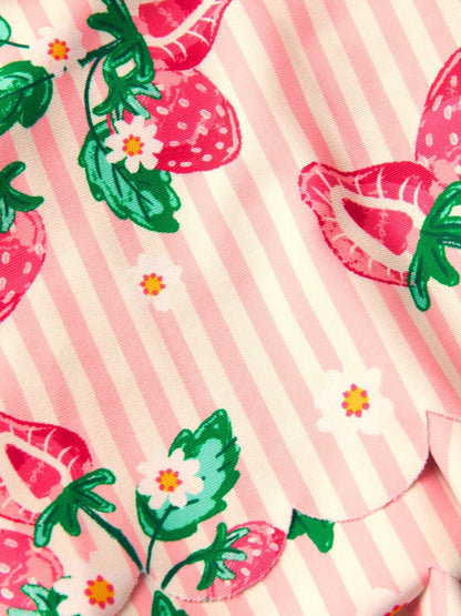Monsoon Pink Baby Strawberry Print Scallop Trim Swimsuit image 3