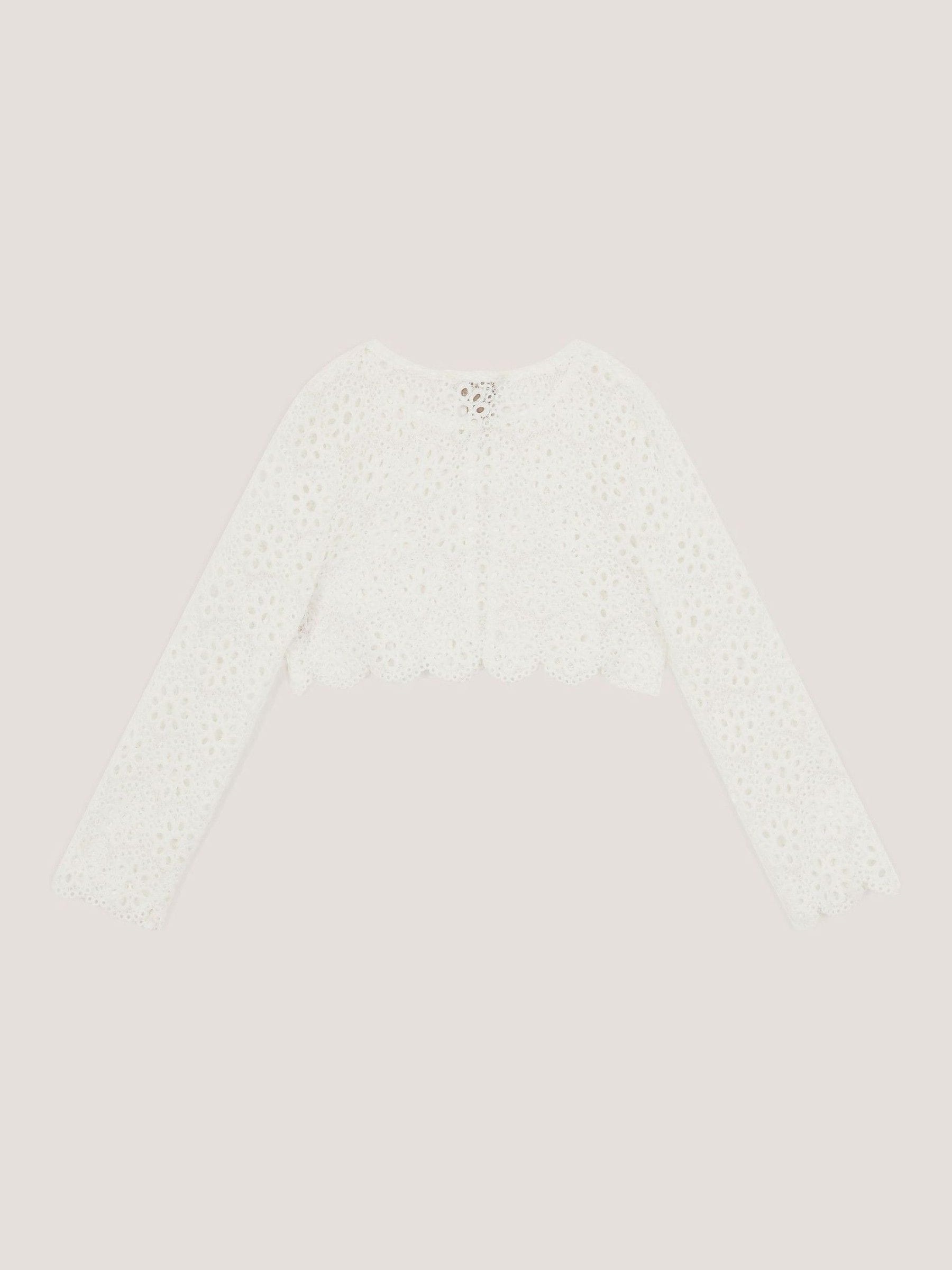Monsoon Cream Carmela Crochet Long Sleeve Cardigan image 3