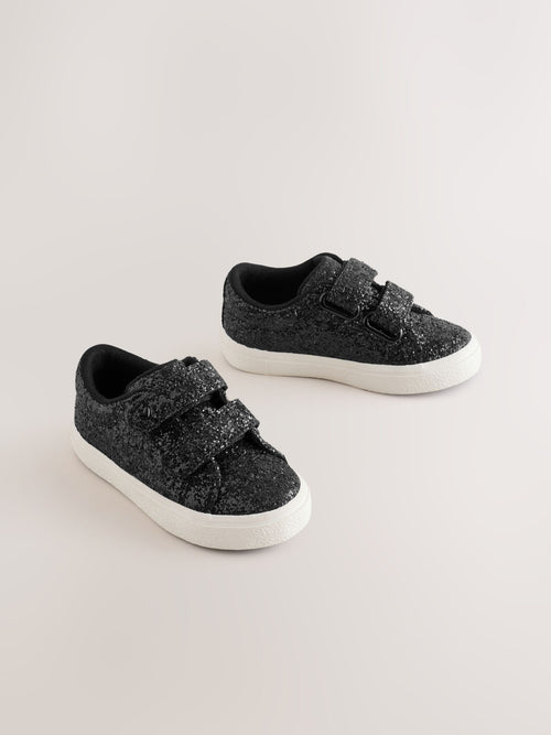 Dsiney Kidz - Black Glitter Standard Fit (F) Chunky Trainers With Touch Fastening image 1
