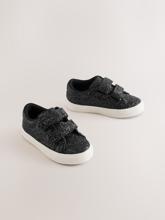 Dsiney Kidz - Black Glitter Standard Fit (F) Chunky Trainers With Touch Fastening image 1