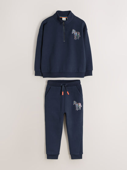 Dsiney Kidz - Paul Smith Junior Navy Funnel Neck Zip Through Sweatshirt and Joggers Set image 1