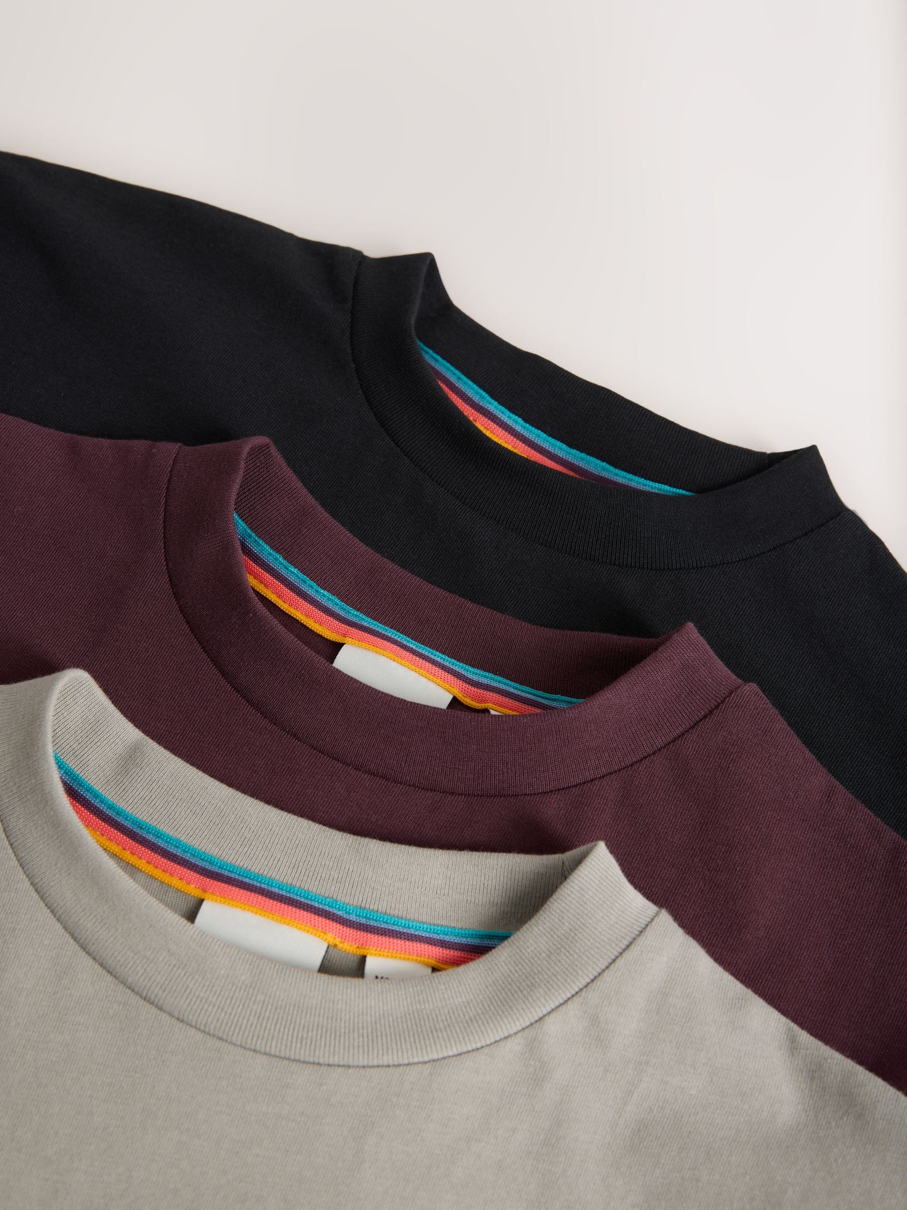 Dsiney Kidz - Paul Smith Junior Black/Grey/Burgundy Graphic T-Shirts 3 Pack image 9