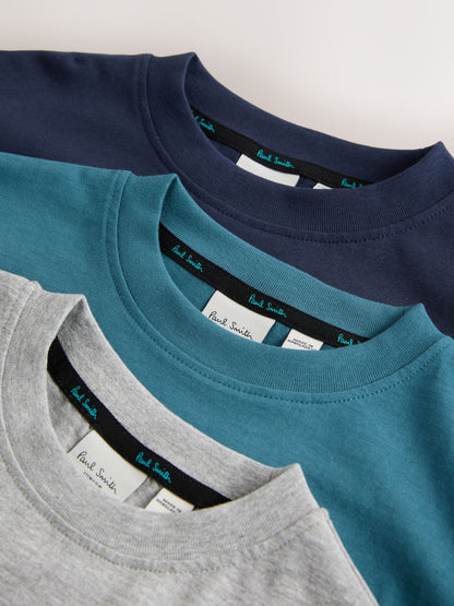 Dsiney Kidz - Paul Smith Junior Blue/Grey Long Sleeve Graphic T-Shirts 3 Pack image 9