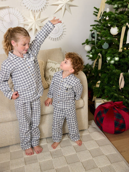 Grey/Ecru Check Christmas Matching Family Pyjamas (9mths-16yrs) - image 1