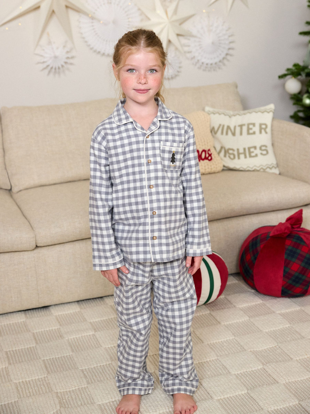 Grey/Ecru Check Christmas Matching Family Pyjamas (9mths-16yrs) - image 2