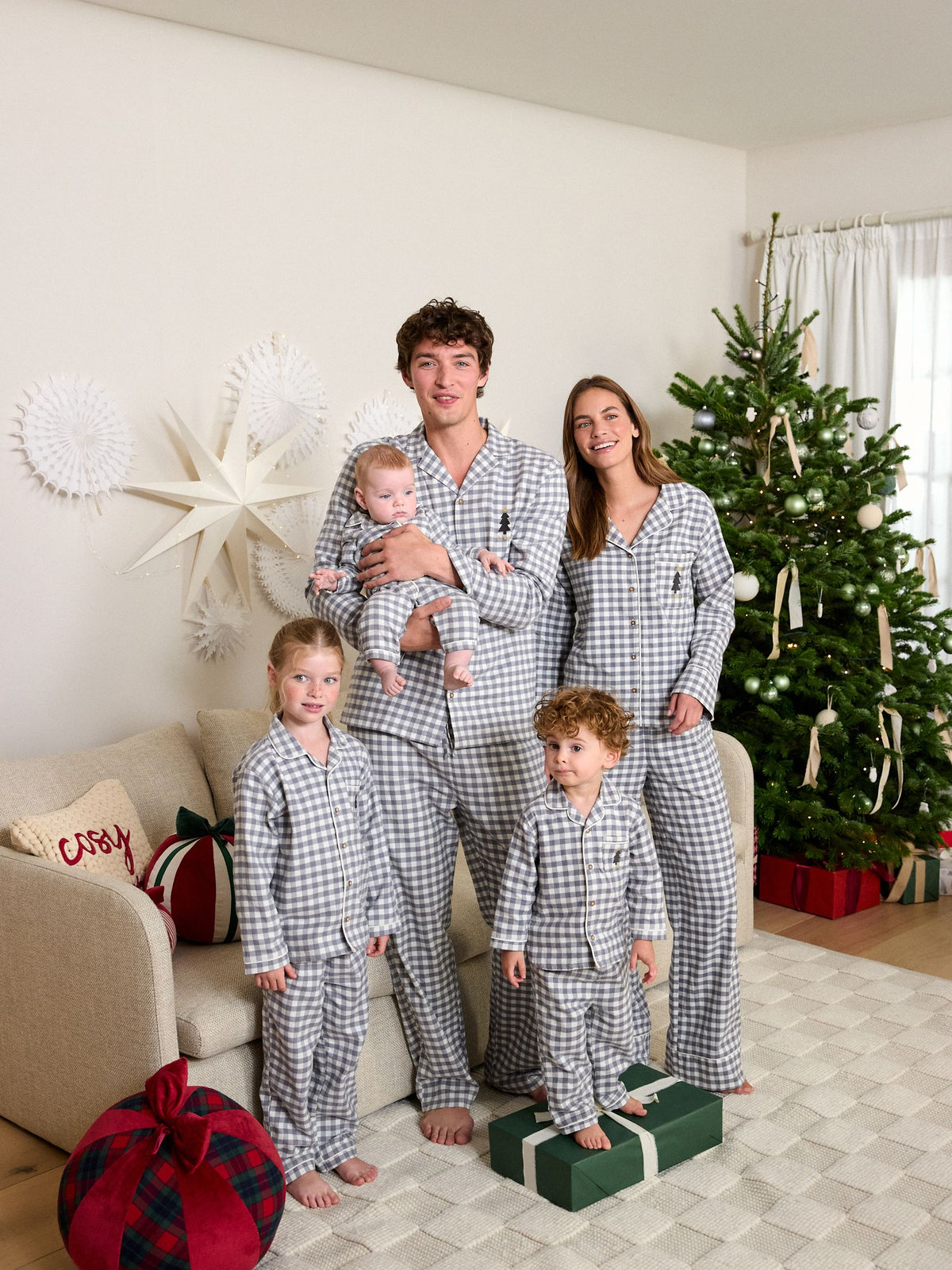 Grey/Ecru Check Christmas Matching Family Pyjamas (9mths-16yrs) - image 5