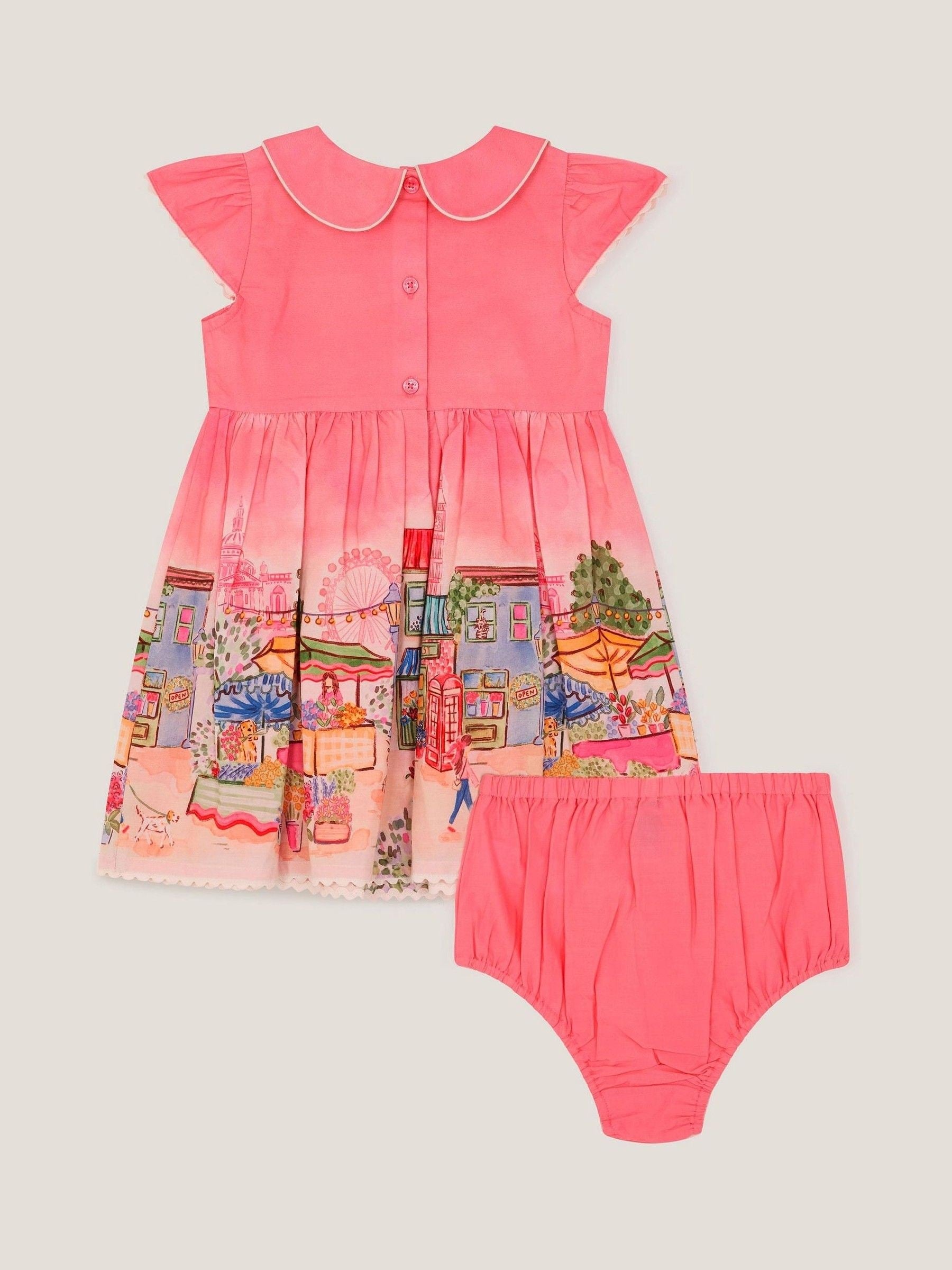 Monsoon Pink Baby London Skyline Dress & Underwear Set image 2