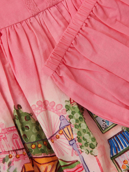 Monsoon Pink Baby London Skyline Dress & Underwear Set image 3