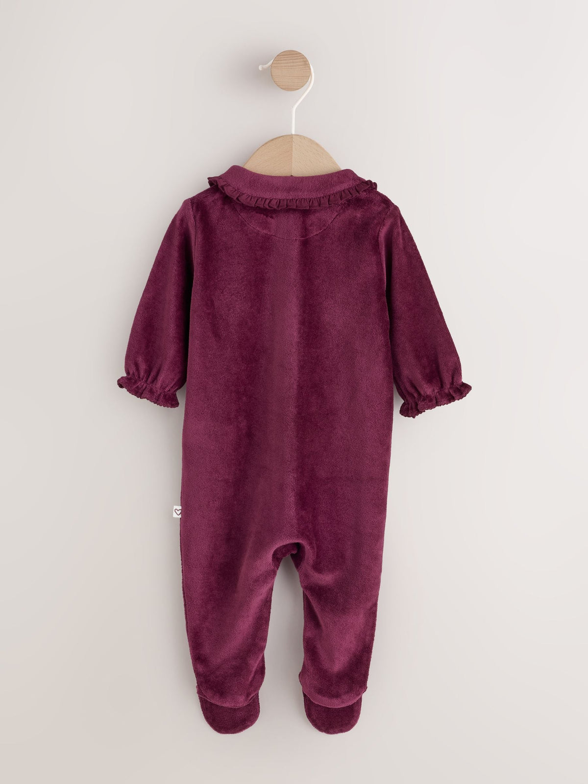 Burgundy Collar Velour Baby Sleepsuit (0mths-3yrs) - image 2