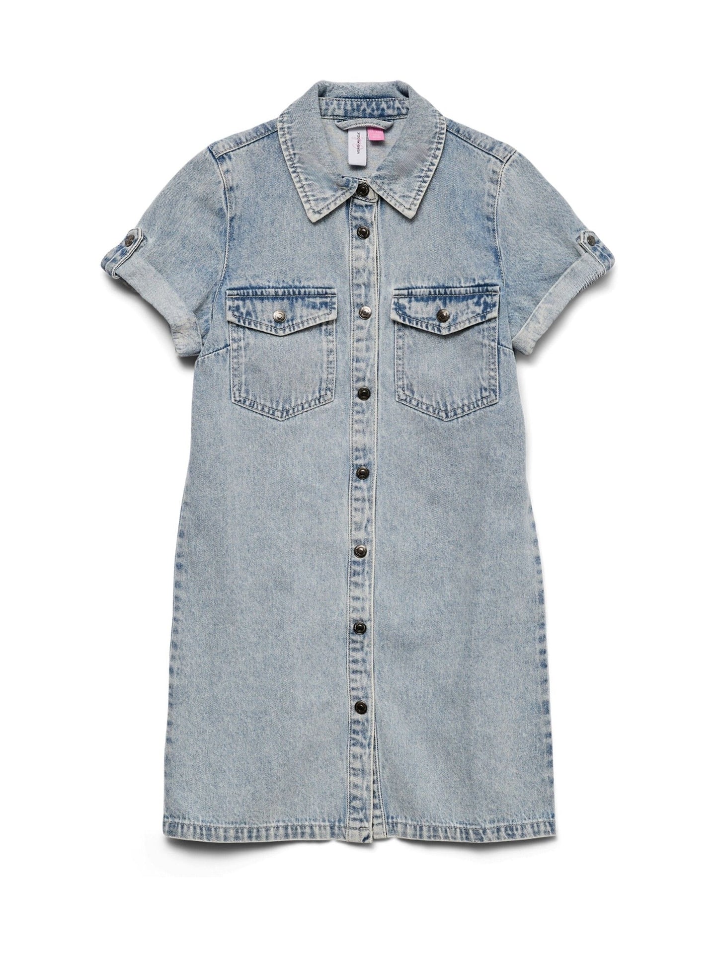 VERO MODA Blue Girl Short Sleeve Button Down Denim Dress image 5