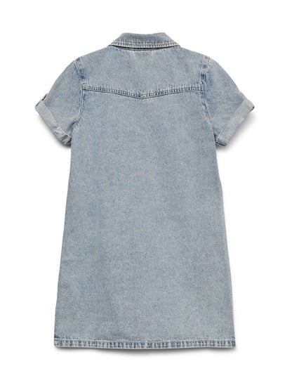 VERO MODA Blue Girl Short Sleeve Button Down Denim Dress image 6