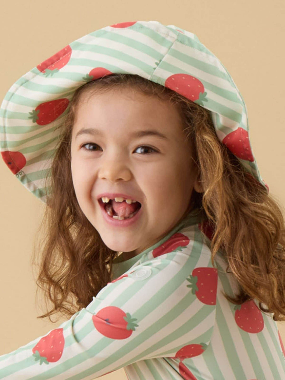 MORI Green Strawberry Floppy Sun Safe Swim Hat image 1