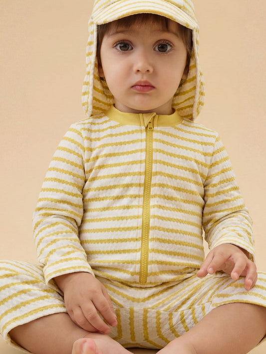 Dsiney Kidz - MORI Yellow Stripe Long Sleeve Sun Safe Swimsuit image 1