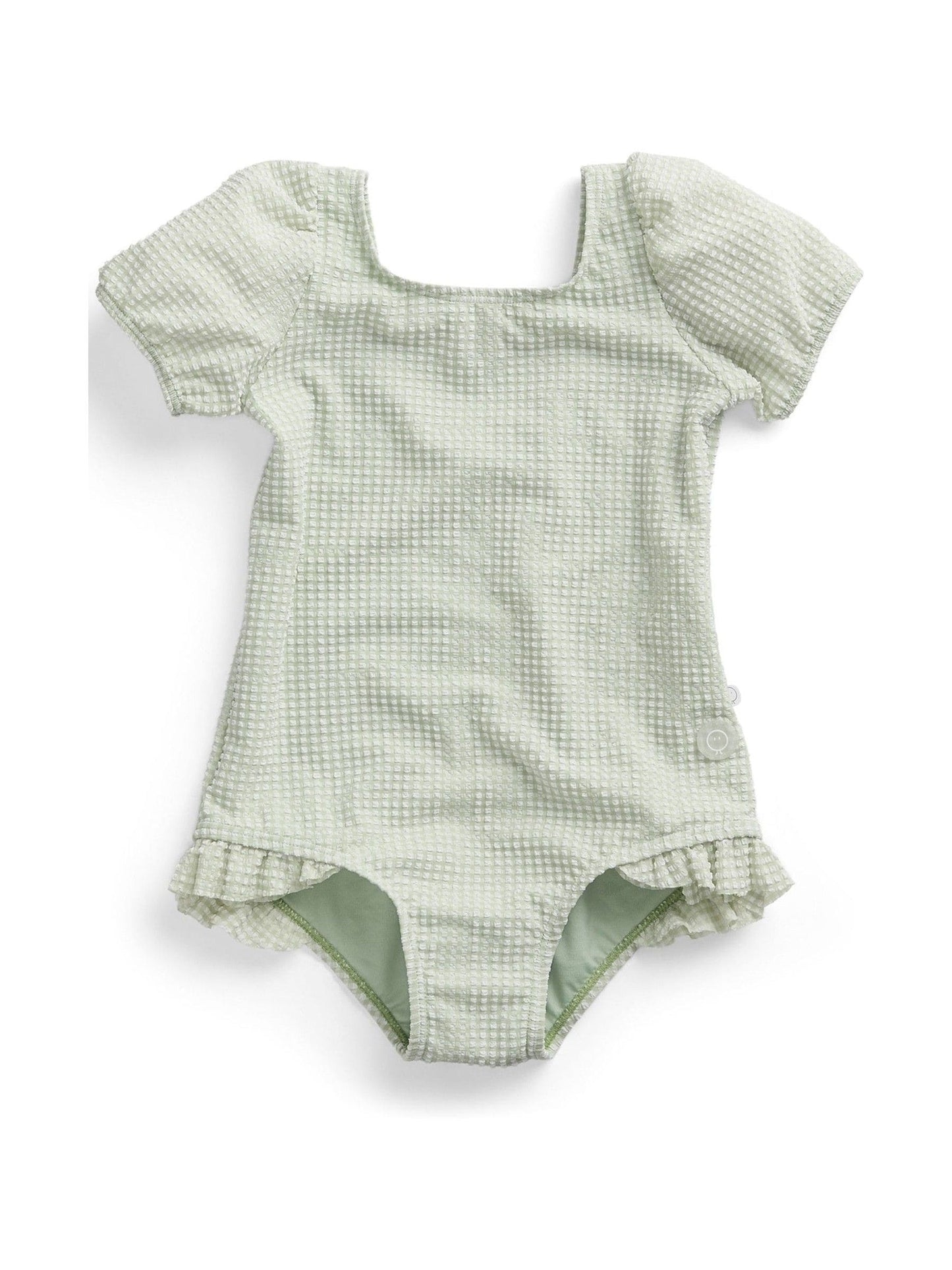MORI Green Seersucker Short Puff Sleeve Swimsuit image 4