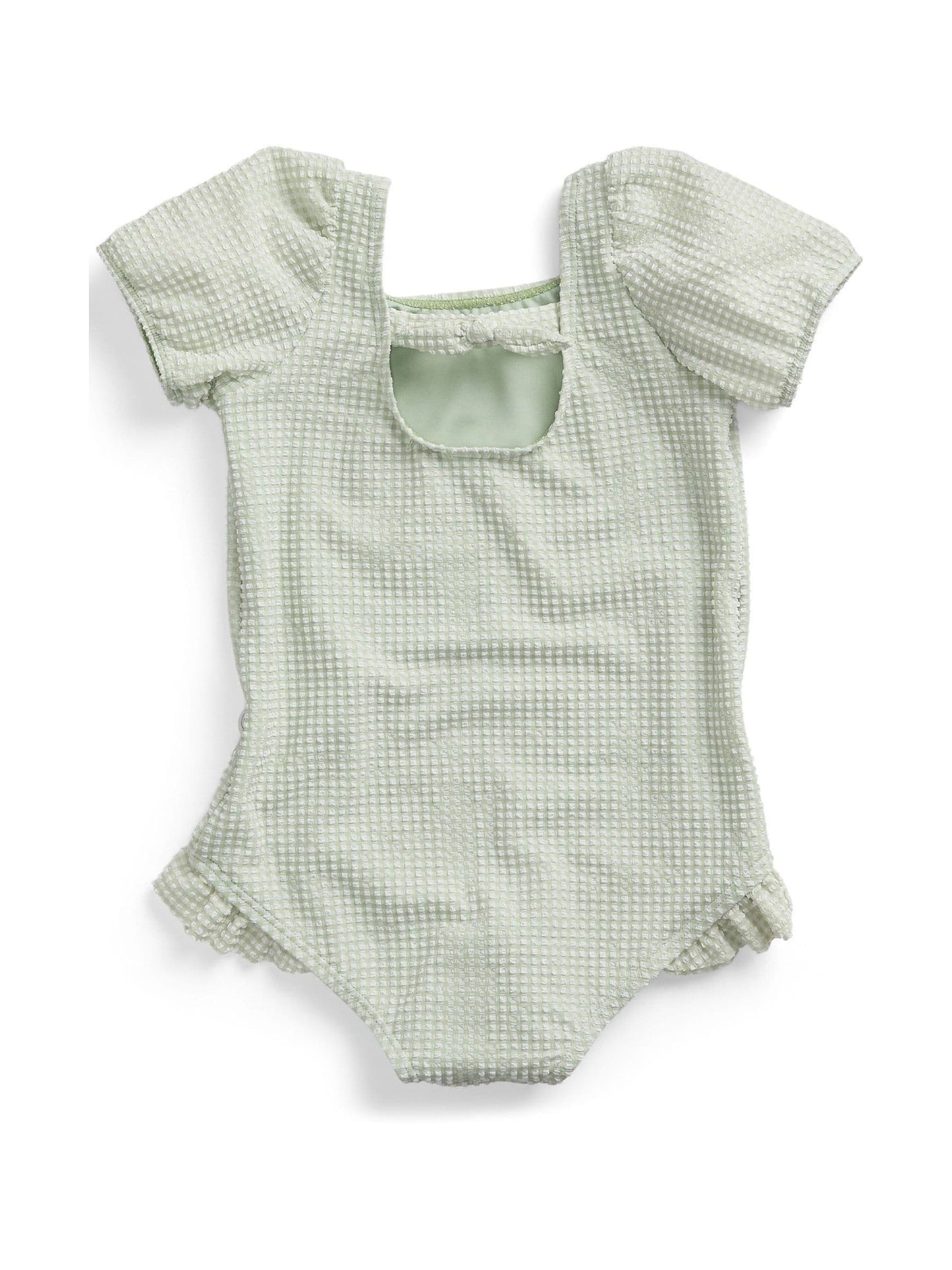 MORI Green Seersucker Short Puff Sleeve Swimsuit image 5