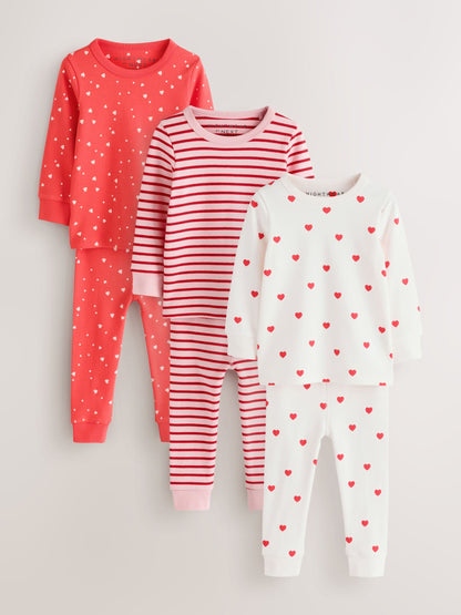 Red/Ecru Snuggle Pyjamas 3 Pack (9mths-12yrs) - image 1
