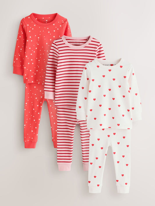 Red/Ecru Snuggle Pyjamas 3 Pack (9mths-12yrs) - image 1