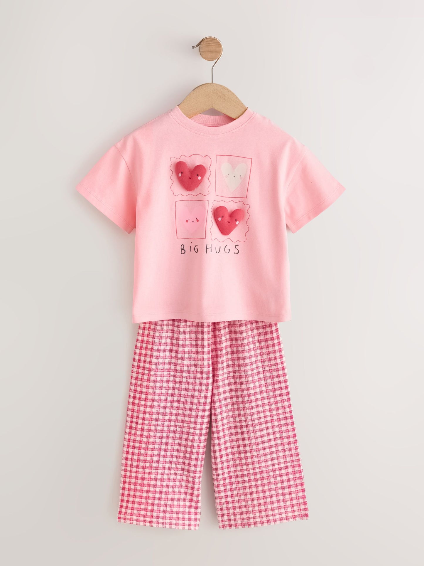 Pink Heart Gingham Top & Joggers Set (3mths-7yrs) image 1