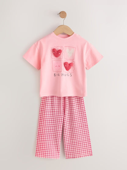 Pink Heart Gingham Top & Joggers Set (3mths-7yrs) image 1