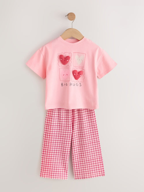 Dsiney Kidz - Pink Heart Gingham Top & Joggers Set (3mths-7yrs) image 1