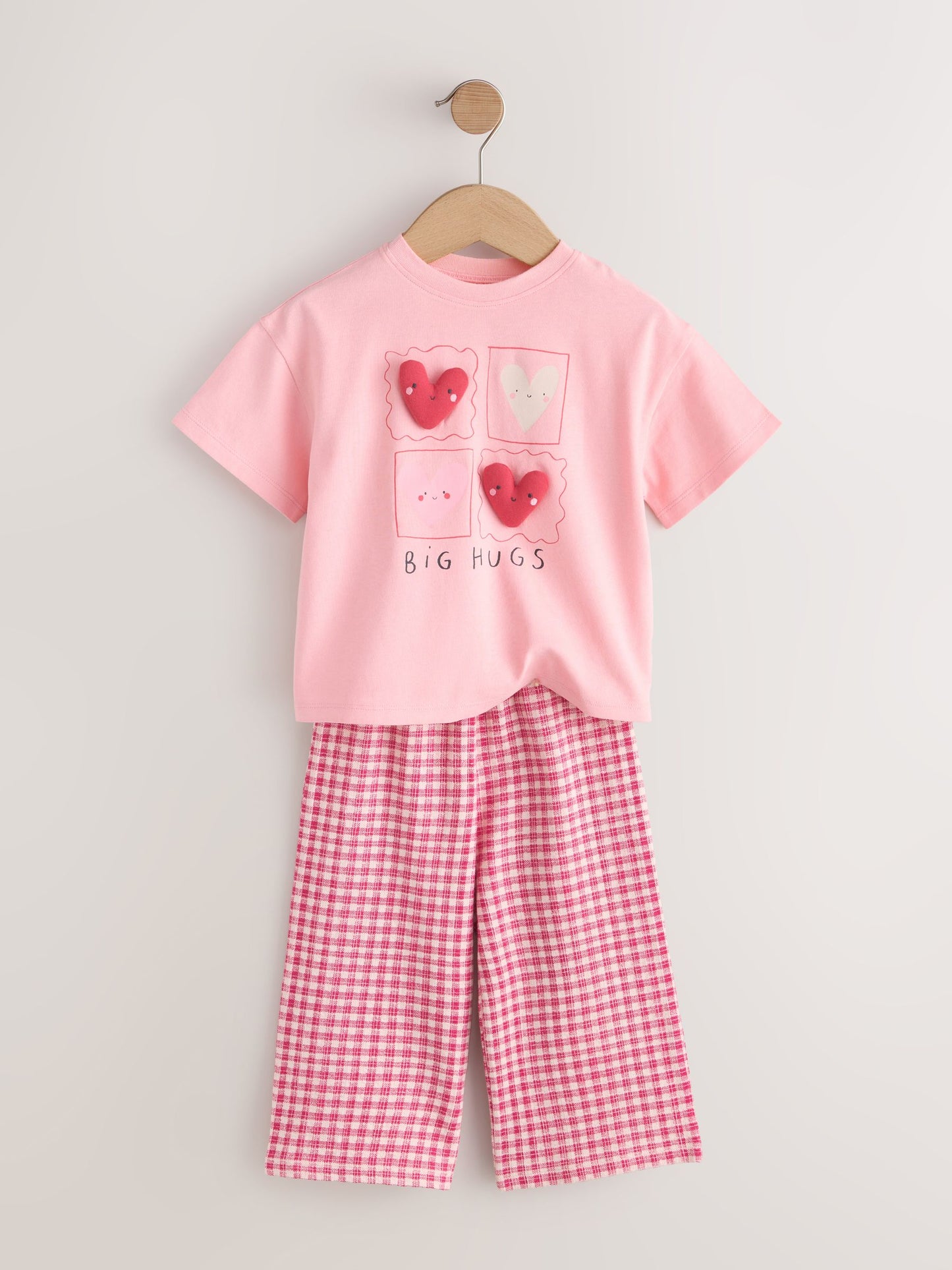 Pink Heart Gingham Top & Joggers Set (3mths-7yrs) image 2