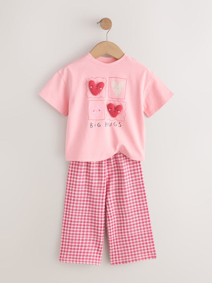 Pink Heart Gingham Top & Joggers Set (3mths-7yrs) image 2