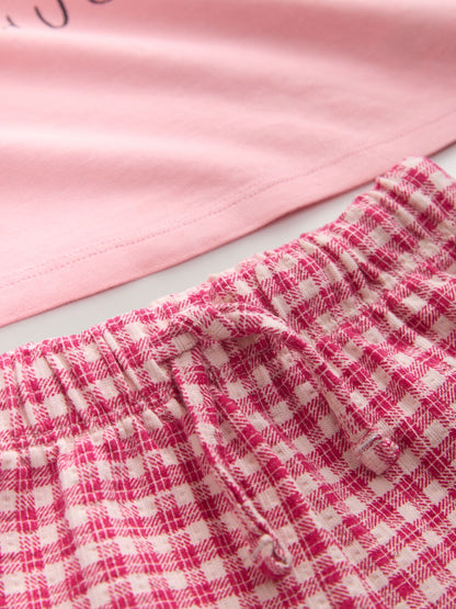 Pink Heart Gingham Top & Joggers Set (3mths-7yrs) image 5