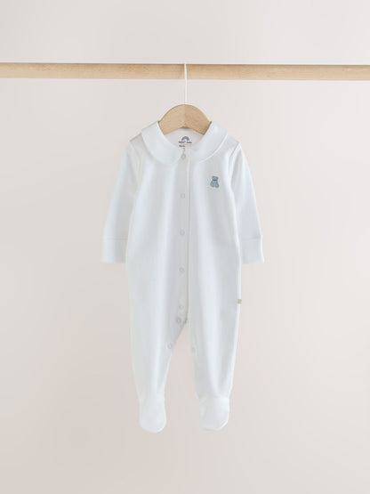 Dsiney Kidz - Pale Blue Collar Baby Sleepsuits 3 Pack (0-2yrs) image 2