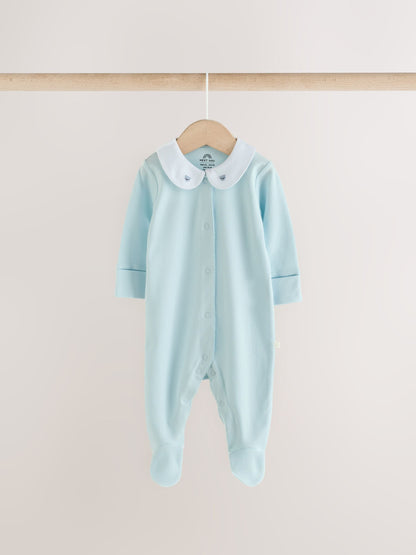Dsiney Kidz - Pale Blue Collar Baby Sleepsuits 3 Pack (0-2yrs) image 3