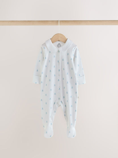 Dsiney Kidz - Pale Blue Collar Baby Sleepsuits 3 Pack (0-2yrs) image 4