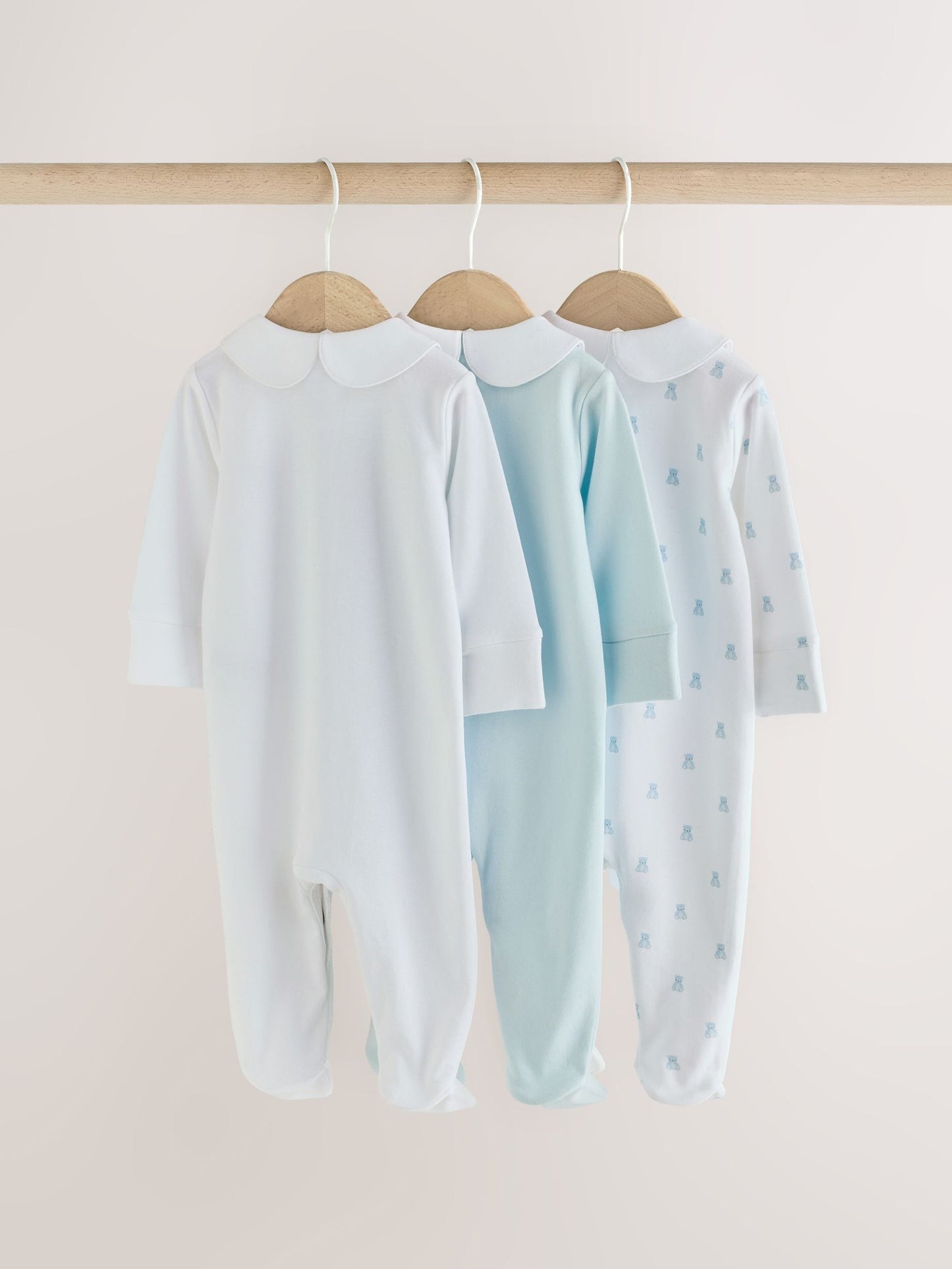 Dsiney Kidz - Pale Blue Collar Baby Sleepsuits 3 Pack (0-2yrs) image 5