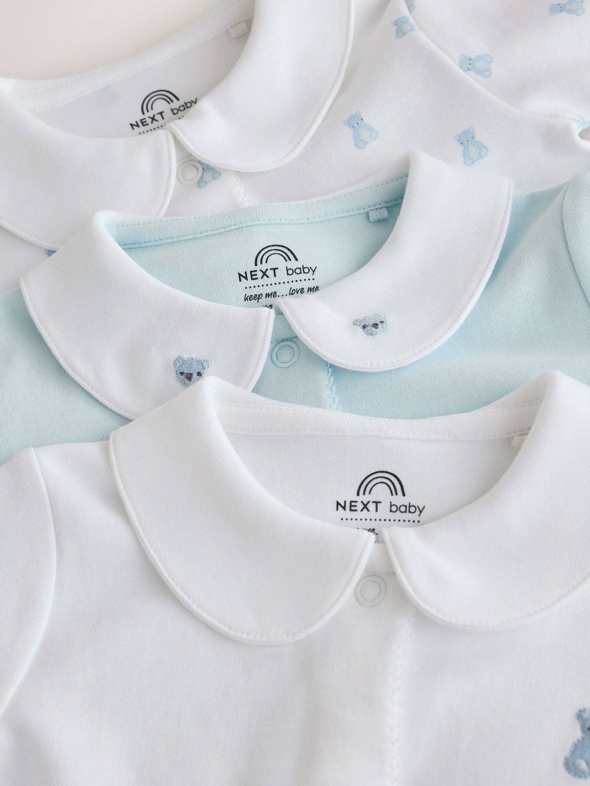 Dsiney Kidz - Pale Blue Collar Baby Sleepsuits 3 Pack (0-2yrs) image 7