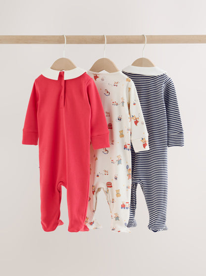 Dsiney Kidz - Cream/Red Collared Sleepsuits 3 Pack (0mths-2yrs) image 7