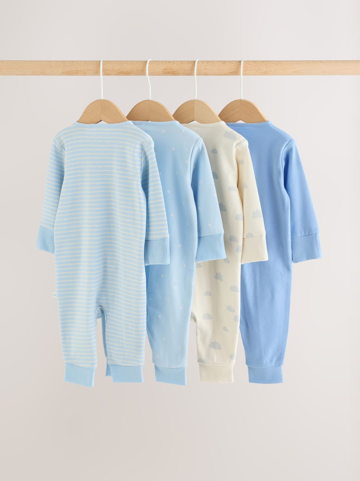 Pale Blue Cloud Two Way Zip Sleepsuits 4 Pack (0mths-3yrs) - image 11