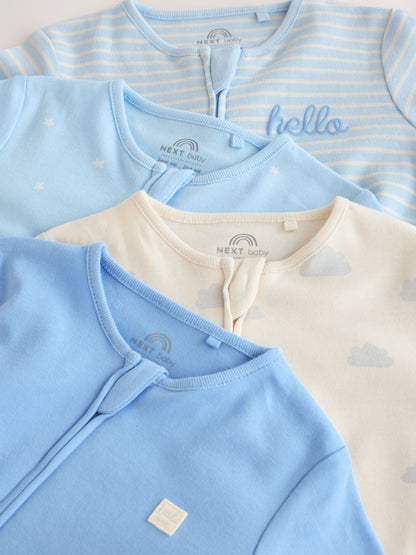 Pale Blue Cloud Two Way Zip Sleepsuits 4 Pack (0mths-3yrs) - image 13