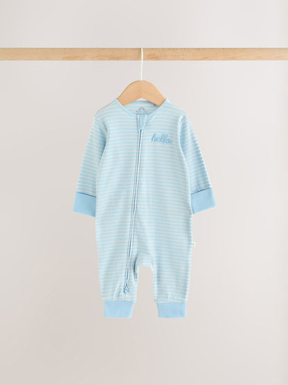 Pale Blue Cloud Two Way Zip Sleepsuits 4 Pack (0mths-3yrs) - image 7