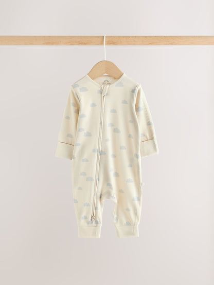 Pale Blue Cloud Two Way Zip Sleepsuits 4 Pack (0mths-3yrs) - image 9