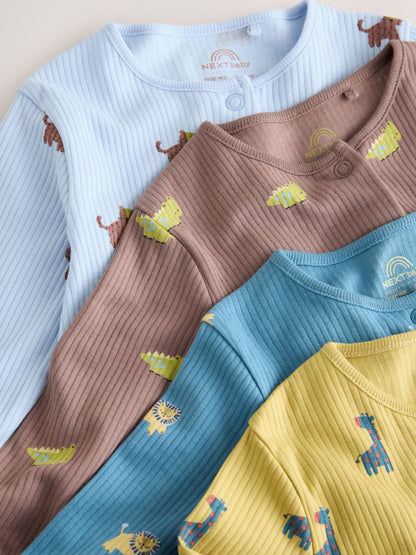 Multi Mini Animals Two Way Zip Sleepsuits 4 Pack (0mths-3yrs) - image 11