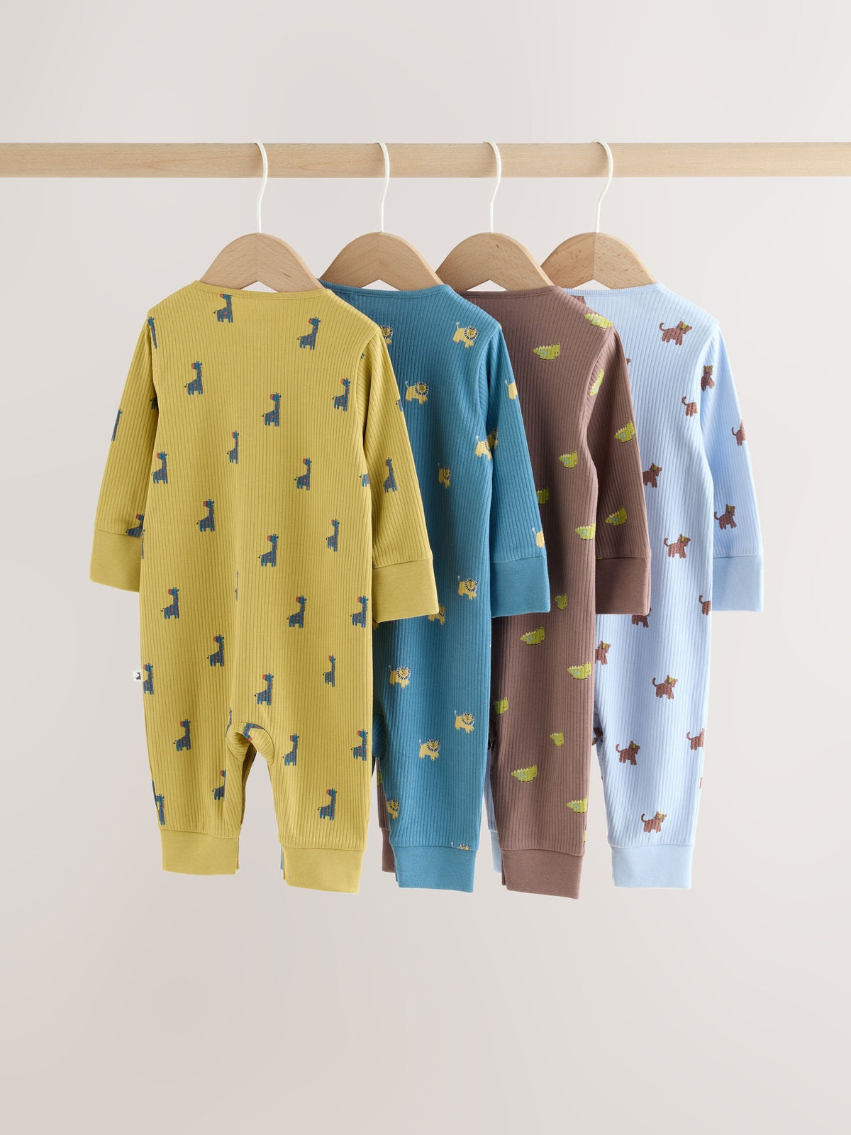 Multi Mini Animals Two Way Zip Sleepsuits 4 Pack (0mths-3yrs) - image 5