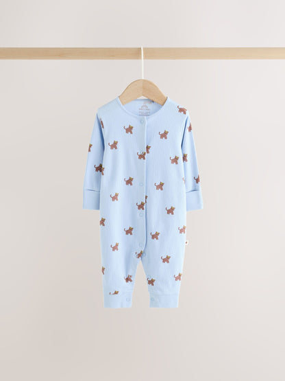Multi Mini Animals Two Way Zip Sleepsuits 4 Pack (0mths-3yrs) - image 9