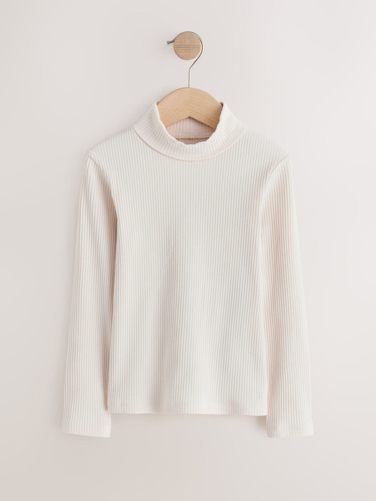 Cream Long Sleeve Roll Neck Rib Top (3-16yrs) - image 3