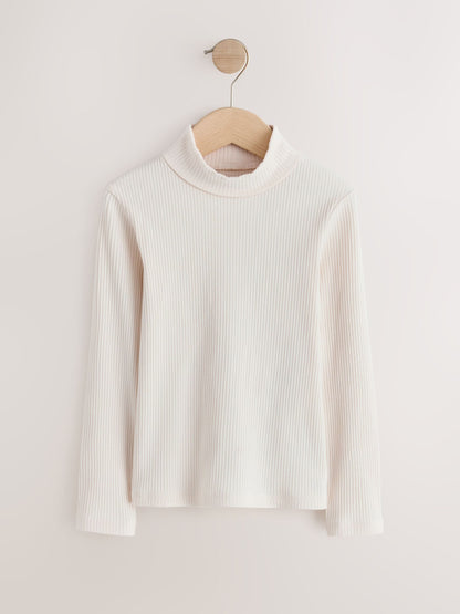 Cream Long Sleeve Roll Neck Rib Top (3-16yrs) - image 3