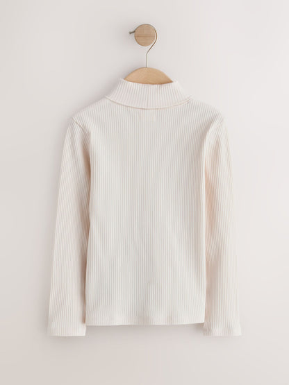 Cream Long Sleeve Roll Neck Rib Top (3-16yrs) - image 4