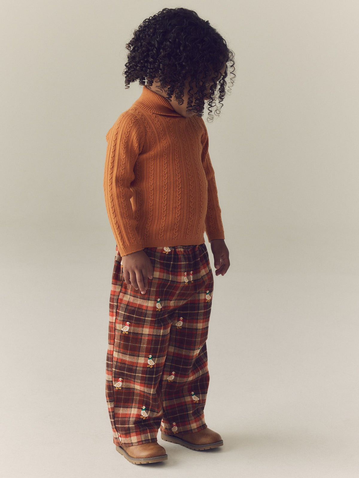 Brown Check Embroidered Pullon Trousers (3mths-7yrs) - image 3