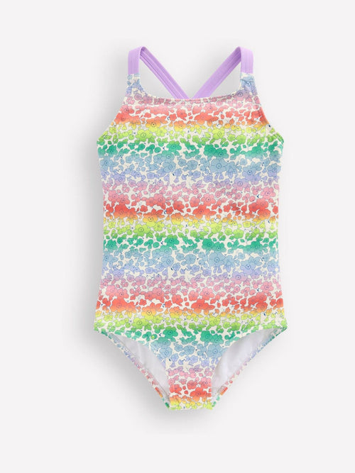 Boden Pink Cross-Back Printed Swimsuit image 1