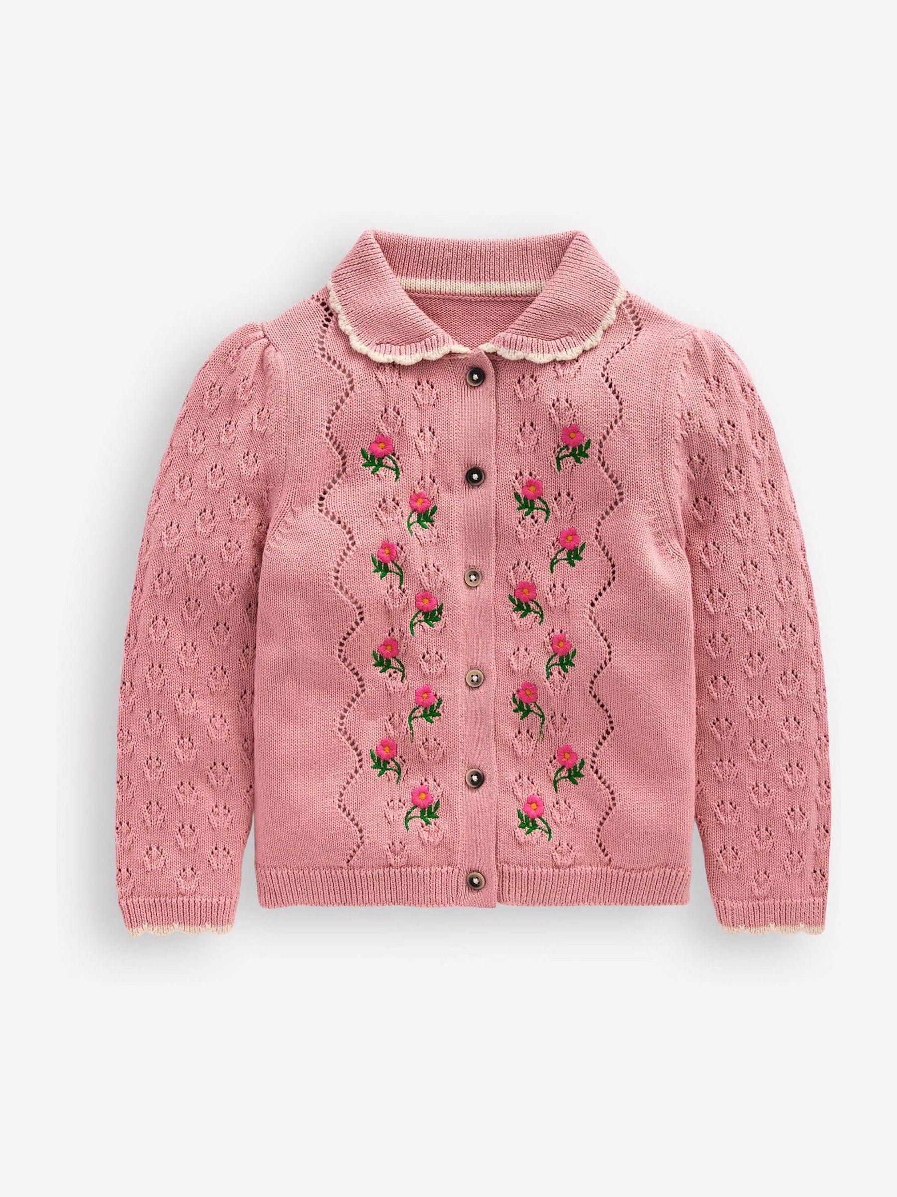 Dsiney Kidz - Boden Pink Collared Pointelle Cardigan image 1