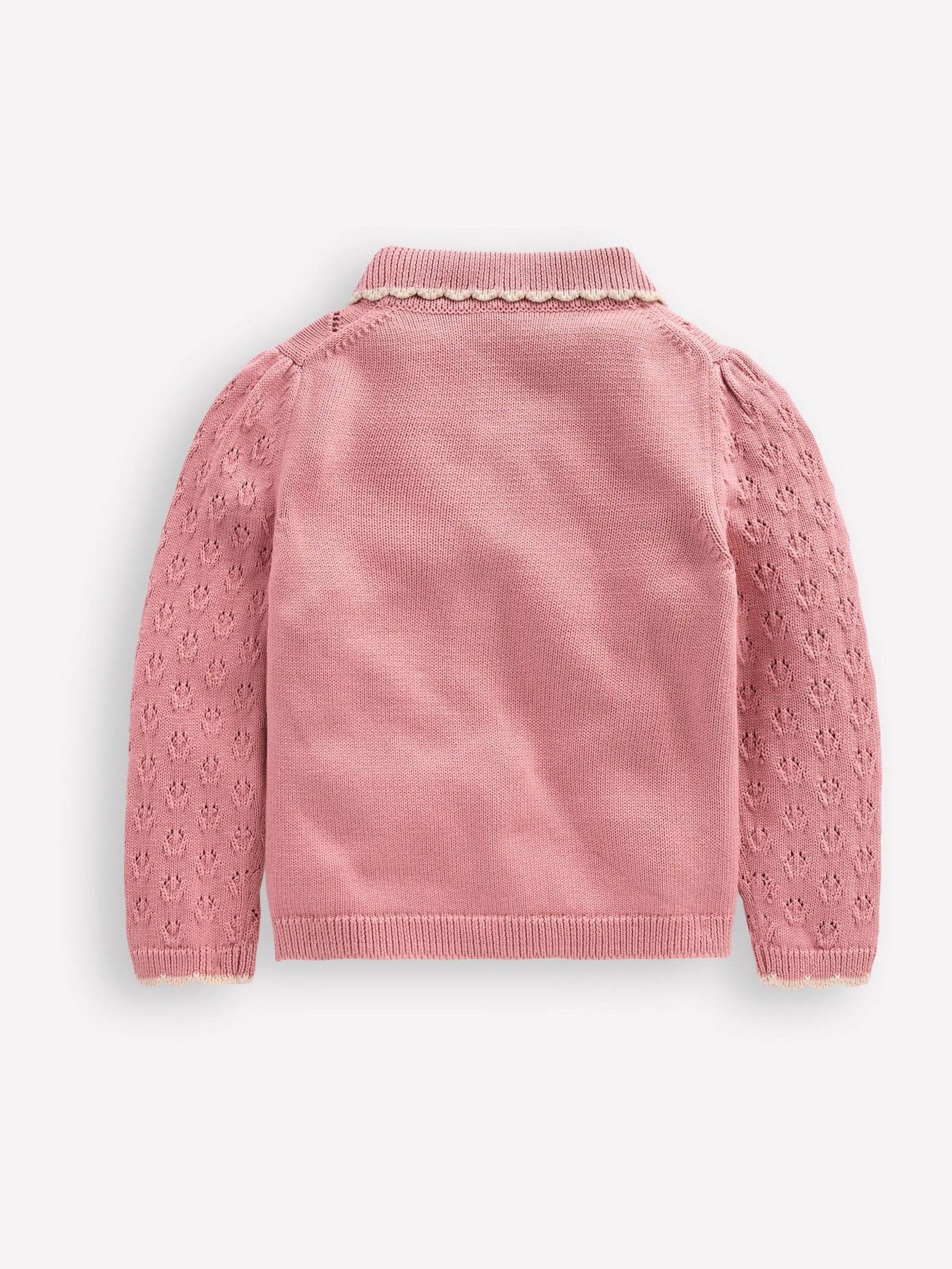 Dsiney Kidz - Boden Pink Collared Pointelle Cardigan image 2
